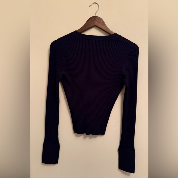 Frame Denim Navy Ribbed Cardigan - Picture 3 of 7